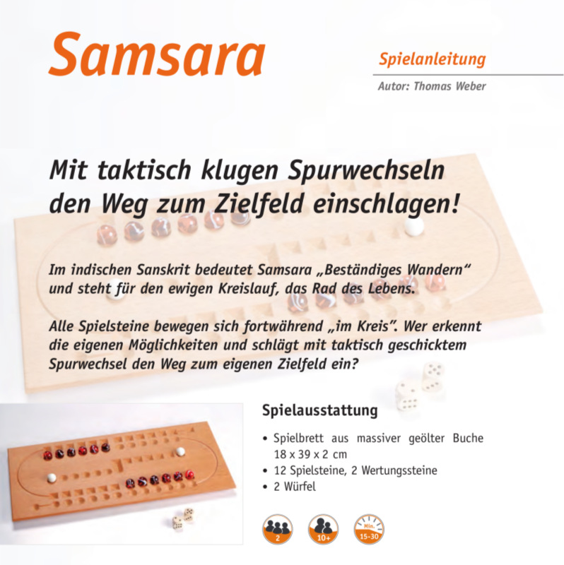 Titelseite der Spielanleitung zu Samsara